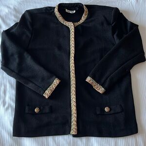 Vintage cardigan with gold colorful braided trim Nilani Black L